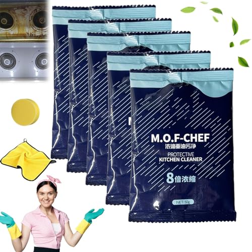 Grolomo M.O.F-CHEF Cleaner Powder,Mof Chef Protective Kitchen Cleaner,Heavy Kitchen Duty Degreaser (5pcs)