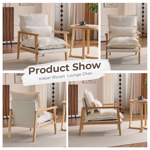 Sillón Chenille Beige con Cojín Lumbar miniatura 6