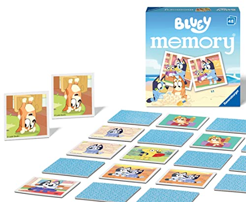 Ravensburger Bluey Mini Memory Game for Kids Age 3 Years and Up Matching Pairs Card Game with 48 Picture Cards Preschool Learning Toy Family Travel Game Educational Game for Boys & Girls