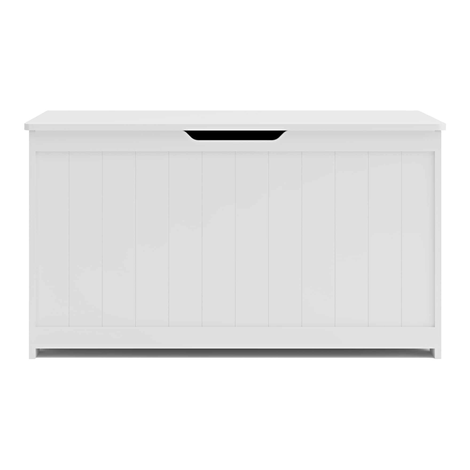 [en.casa] Baúl para Juguetes Podek Juguetero con Tapa de Cierre Suave Organizador de Juegos Cuarto para Niños Pasillo Sala máx. 70 kg 80 x 40 x 44,5 cm - Blanco