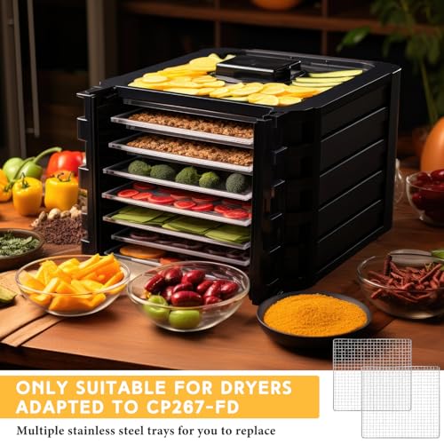 33 x 30,5 cm Dörrschalen, kompatibel mit CP267-FD, Edelstahl-Dörrator, Trocknungsnetz, Edelstahl-Tablett zum Trocknen von Obst-Lebensmitteln (4 Stück) – Bild 7