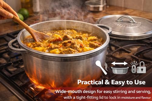 Housetronics 22cm Caribbean Dutch Pot, Heavy Aluminium Cooking Pot with Lid, Traditional Jamaican Style Saucepan, Capacity 3 Litre - Image 5
