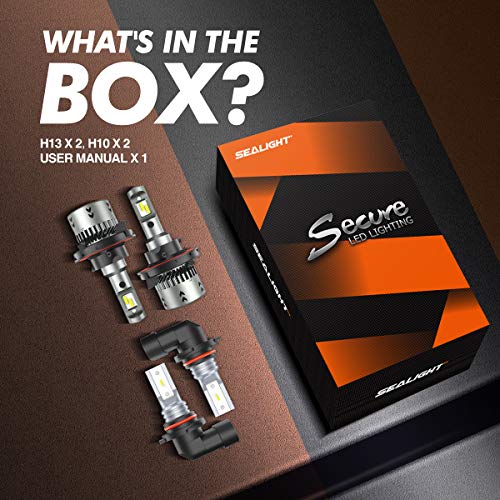 image for SEALIGHT H13/9008 LED Headlight Bulbs 9140/9145/H10 Fog Lights Combo 1