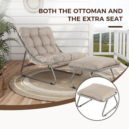 Grand Patio 535.1181.001.001 Outdoor Lounge Chair With Ottoman Comfy Sling Recliner Chair With Puffy Cushion Samba Modern Patio Furniture Set thumb #8