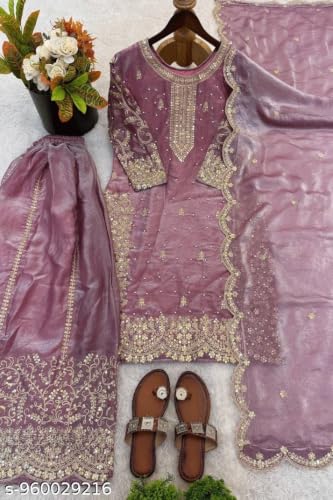 Image of Women's Casual Salwar Suit Pure Heavy Fendy Silk With Embroidery Sequence Work Full Sleeves Salwar Suit With Dupatta.Women's Ethnic Wear
