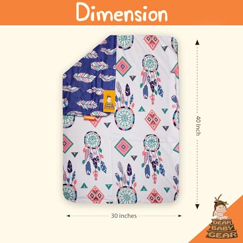 Image of Dear Baby Gear - Premium Car Seat Baby Blanket - Soft Swaddle Blanket for Baby Girls and Boys, Plush Blankets - Adorable Designs, Comfortable Fabric - Feathers & Dream Catchers(40 x 30 inches)