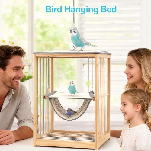Qnvyw Vogel Hängematte Etagenbett, Wellensittich Zubehör, Winter Warm Vogelnest Haus, Grau, Für Papageien Und Kleine Vögel, Gemütlicher Schlafplatz Und Spielbereich