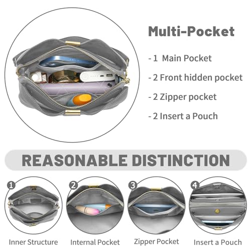 Image of Small Women Soft Genuine Leather Shoulder Bag Crossbody Purses for Lady Bucket Handbag