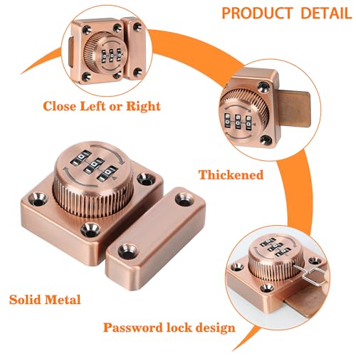 Image of Alise Password Gate Latch Slide Bolt Latches Lock,Safety Double Sided Gate Hardware Locks,MSS002-R Red Antique Copper