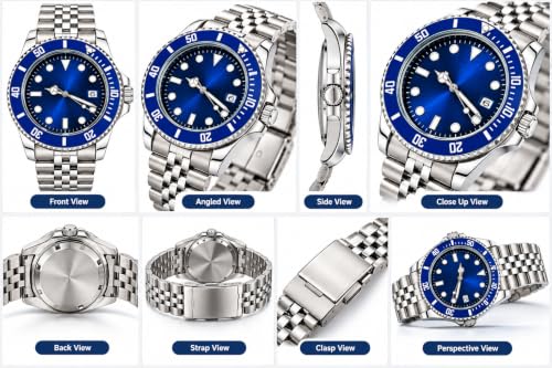 Image of ALNA-TURA Luxury Men's Analog Watch Stainless Steel Bracelet Black Dial Date Display Stylish Wrist Watch for Men Birthday Wedding Gift