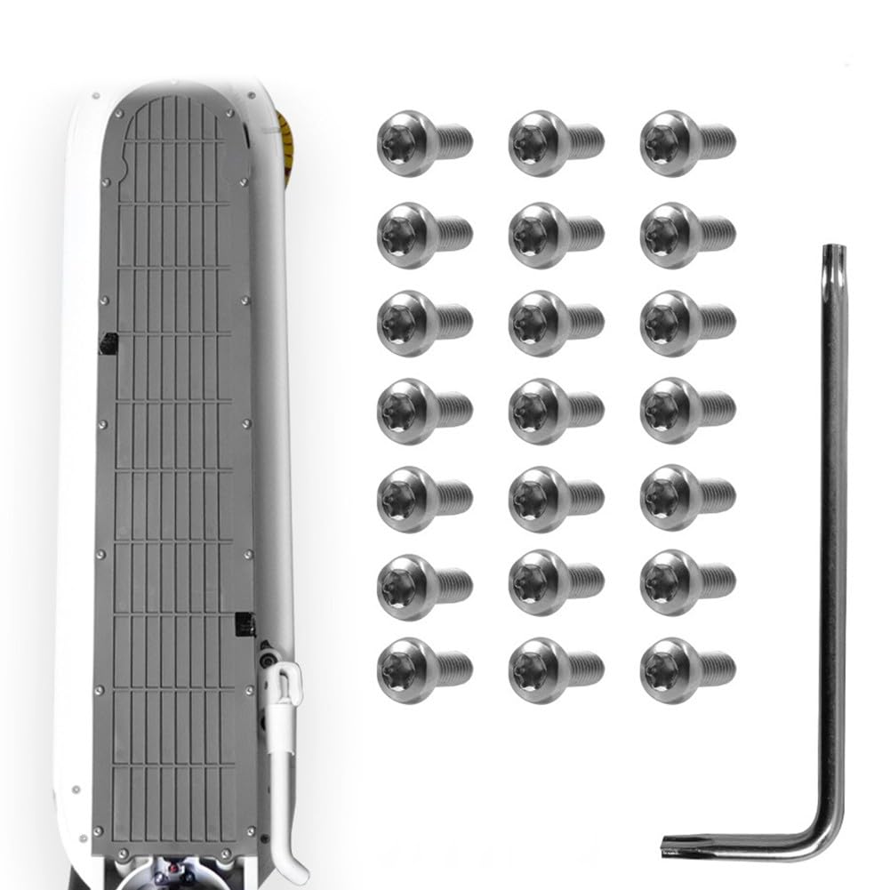 Kit de accesorios de acero plateado para Xiaomi M365 Pro scooter eléctrico, cubierta inferior de batería, 21 tornillos M3 con llave