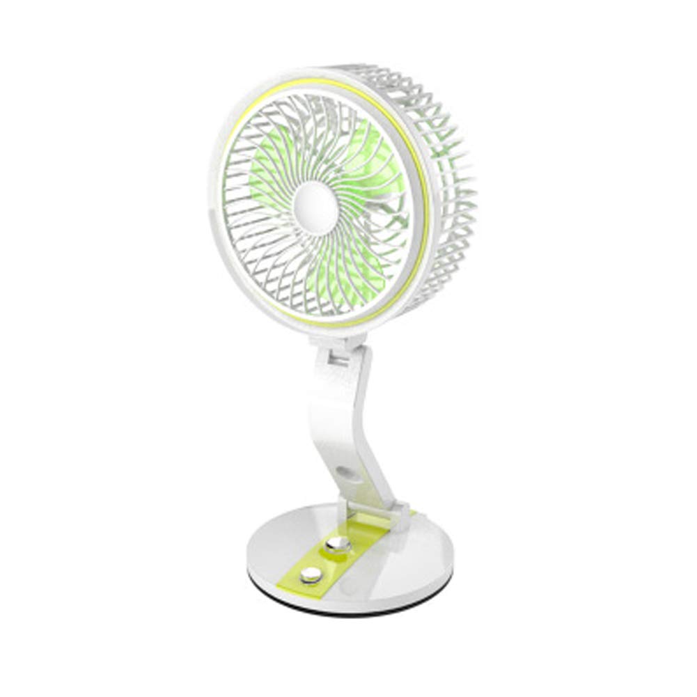 Ventilateur de bureau USB rechargeable vert pliable avec lampe LED intégrée