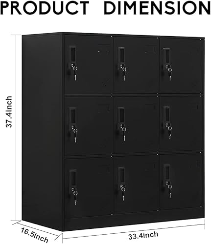 Miniatura 3 de WISUNO Armario de almacenamiento de metal de 9 puertas con ranura para tarjetas, organizador, zapatos y bolsas, casillero de acero para oficina,