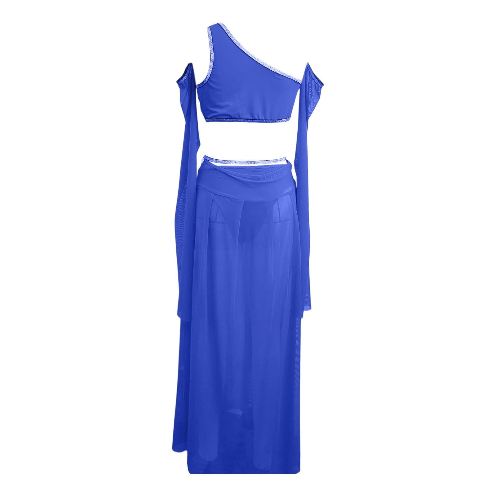 Générique Costume de Danse Orientale 4 pièces pour Femme, Tenue Exotique de Danseuse Orientale, Haut de Danse, Costume de Festival S-XXL