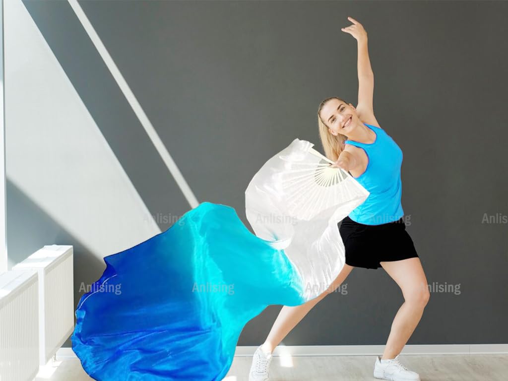1 Paire D’Éventails à Voile Pour Danse – Soie Et Bambou, 180 Cm – Danse Du Ventre, Spectacle, Chorégraphie, Dégradé De Couleurs