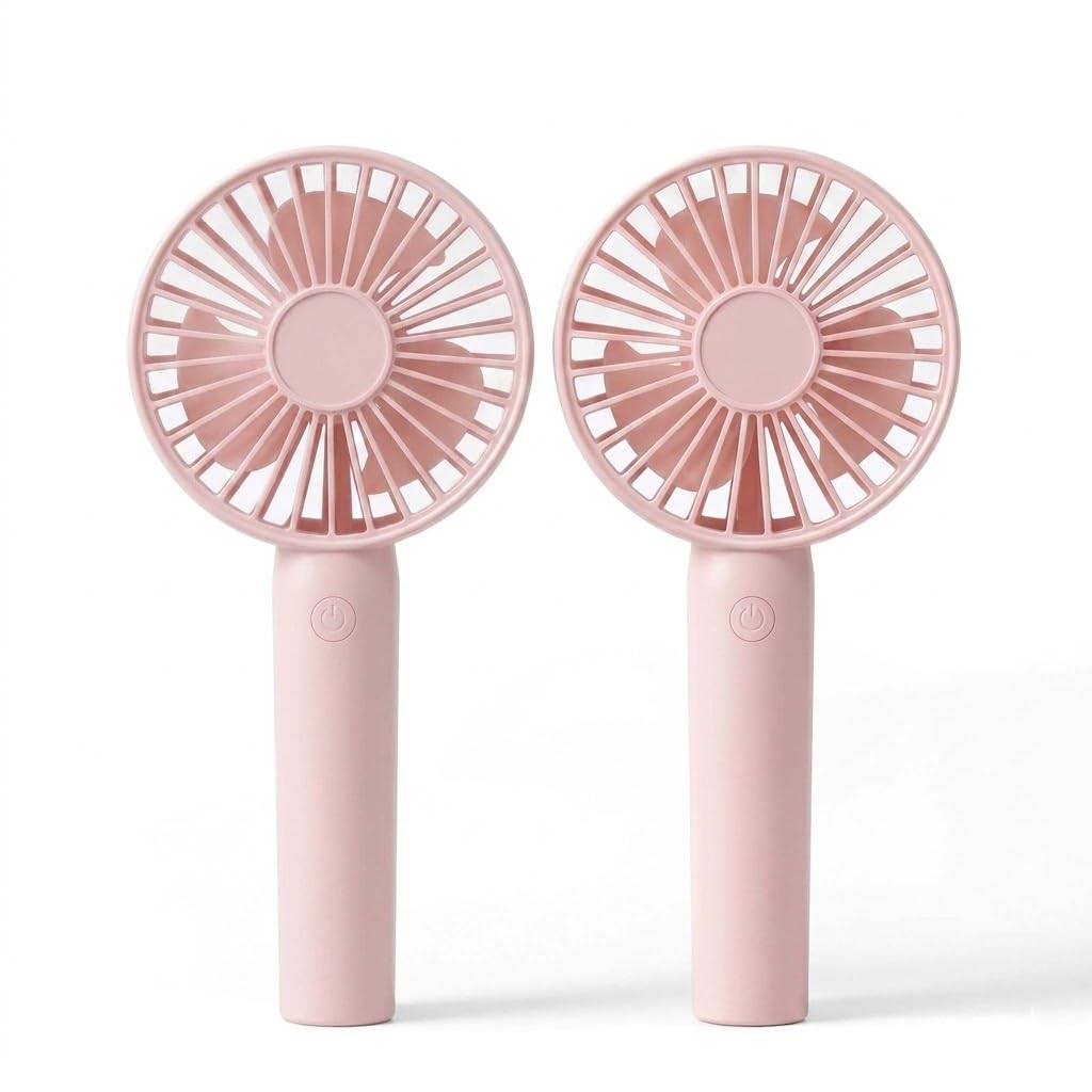 Linlinwill Portable Handheld Fan, USB Rechargeable Mini Fan, Ultra Quiet Hand Fan, Small Kids Fan, Lash Fan Face Fan for Makeup Hot flashes, Summer Essentials(2, Pink)