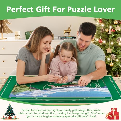 Image of CODACE 2000 Pieces Puzzle Table with Drawers and Adjustable-Height Legs