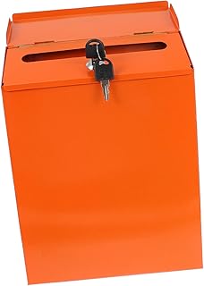 Homoyoyo 1 Set Mailbox Wall Mounted Mailboxes Key Lock Box for Outside Mailbox with Lock Key Drop Box Iron Orange Wall-Mount Suggestion Box Hanging Mail Box Hanging Wall Mailbox Rural Post