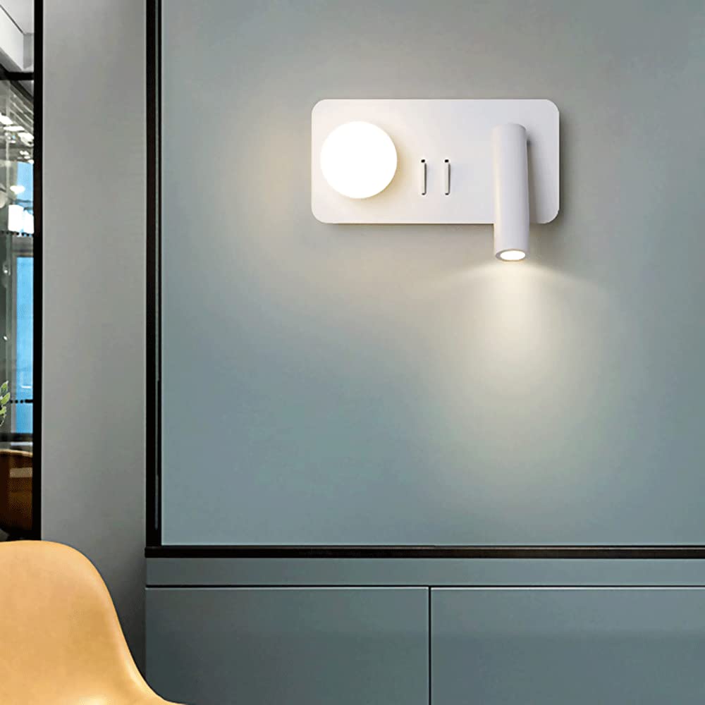 Faretti da soffitto a LED da 6 W, Testa Singola, Parete, Finitura Bianca, Luce di Lettura Decorativa in Ferro battuto, Applique Regolabili, Applique per Camera da Letto e Comodino