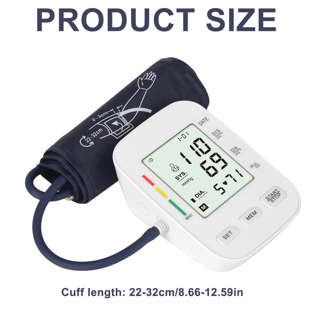 Tensiometre Bras Professionnel, Réglable 22-32 cm Tension Arterielle Bras, Détection De Pulsations Cardiaques Irrégulières, Appareil Pour Mesurer La Tension Convient aux Adultes Et aux Seniors Blanc