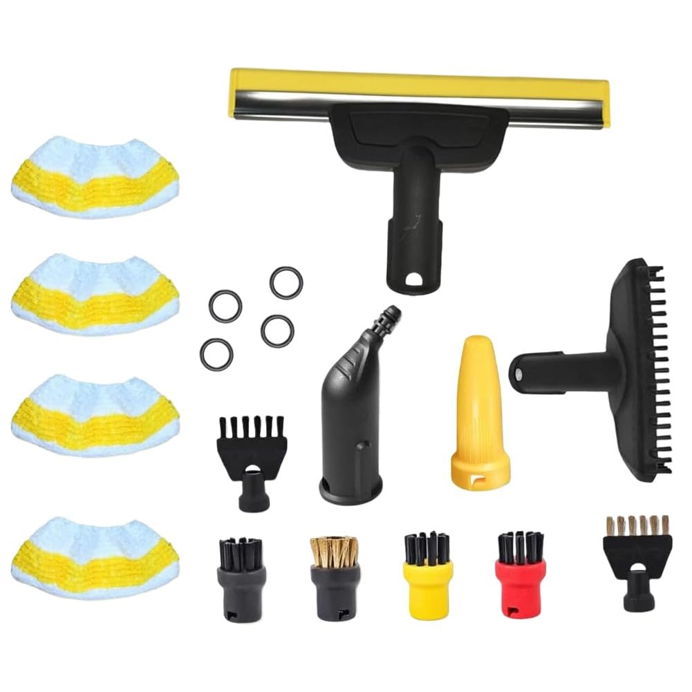 Set di accessori per pulitore a vapore Kärcher SC1 SC2 SC3 SC4 SC5 EasyFix 4 panni in microfibra con linguetta per i piedi, spazzole e O-ring, ricambio 2.884-280.0
