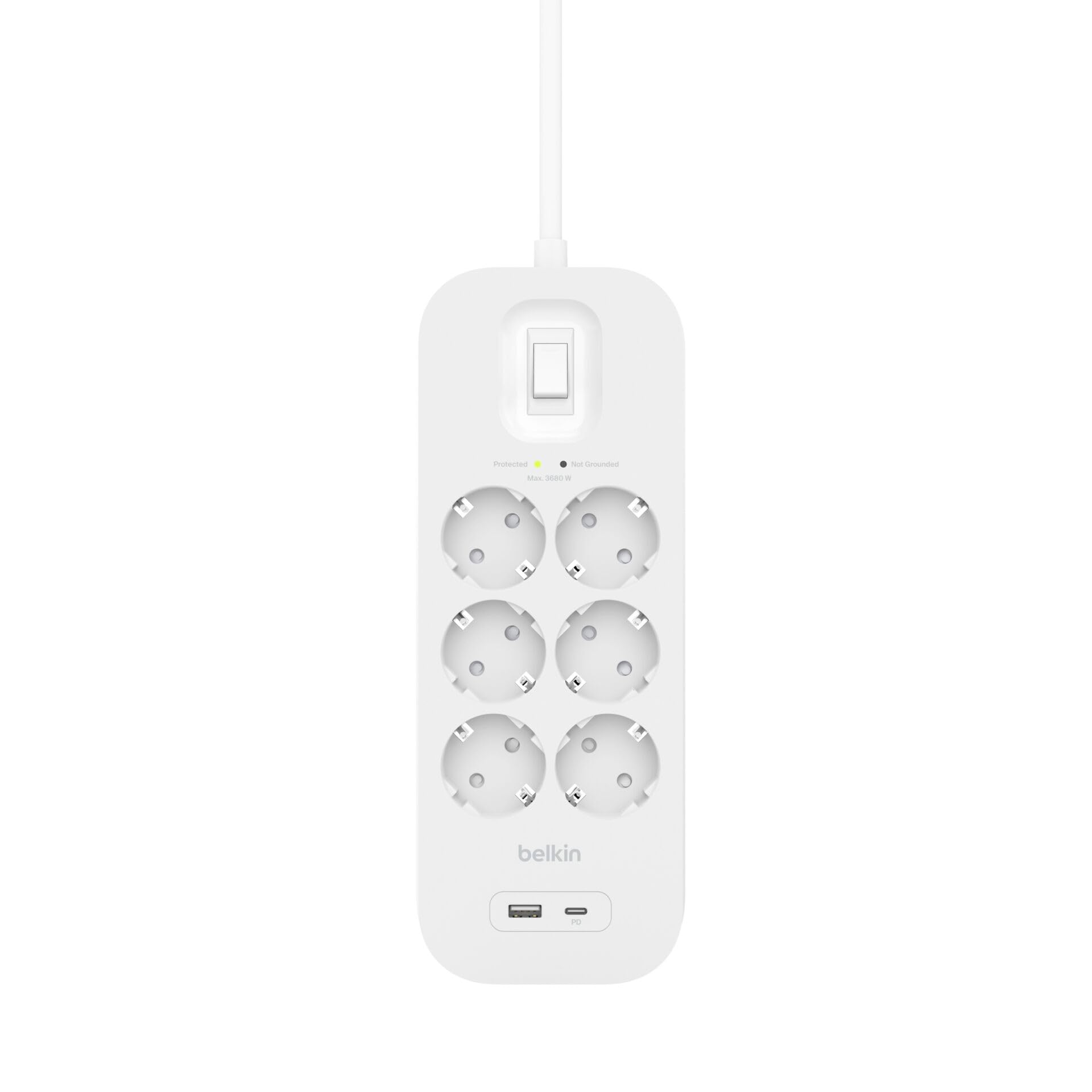 STECKDOSENLEISTE BERSP.SSCHUTZ - 6FACH 1XUSB-A+ 1XUSB-C 18W 2M