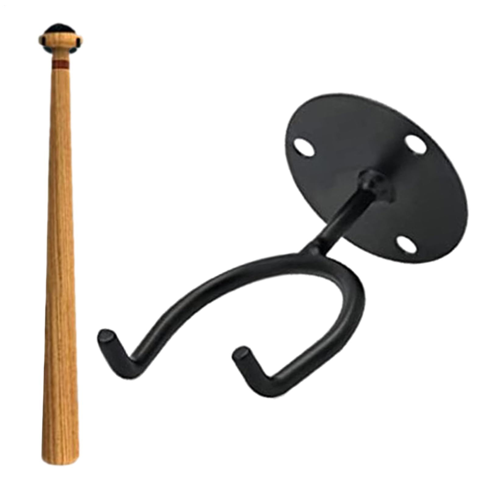 Baseball Bat Wall Mount - Secure Bat Holder Rack, Sturdy Wall Bracket | Long Lasting Premium Display Hook, Sports Equipment Hanger for Vertical or Horizontal Mount, Home, Locker Room, 3.54x2.16x1.18in