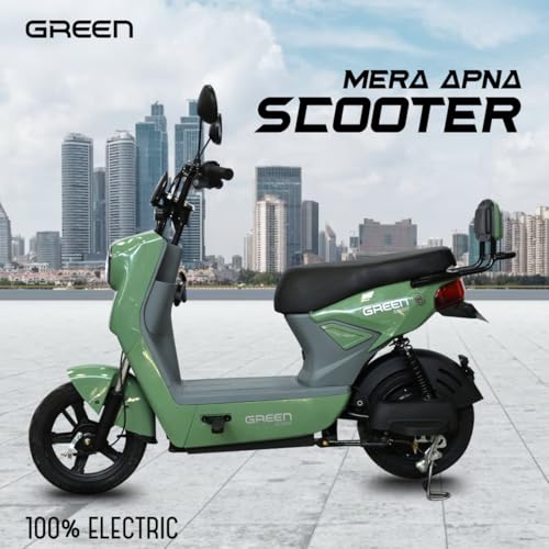Image of Green Sunny Low Speed Electric Scooter Non RTO 40KM Range with Portable Charger (Green, 40 Km)