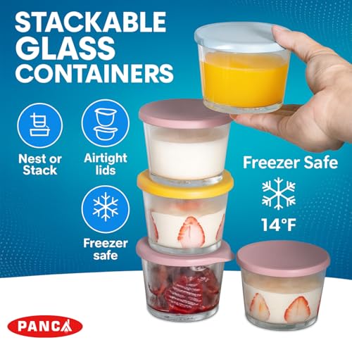 Image of PANCA Fridge Storage Containers Leak Proof Glass Jars With Lid Kitchen Storage box glass containers for Kitchen Microwave Safe Bowl Set (4)