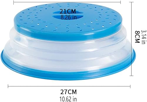 Miniatura 2 de Cubierta plegable para salpicaduras de microondas, 10.5 pulgadas, cubierta de placa de microondas con ventilación de vapor (gris claro)