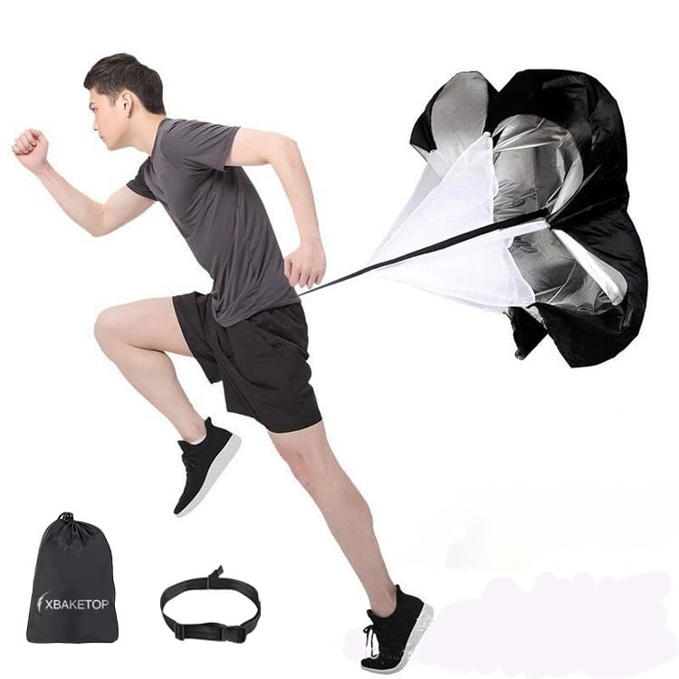XBAKETOP Running Speed Training, 56 inch Speed Drills Resistance Parachute Running Sprint Chute Soccer Football Sport Speed Training, Black
