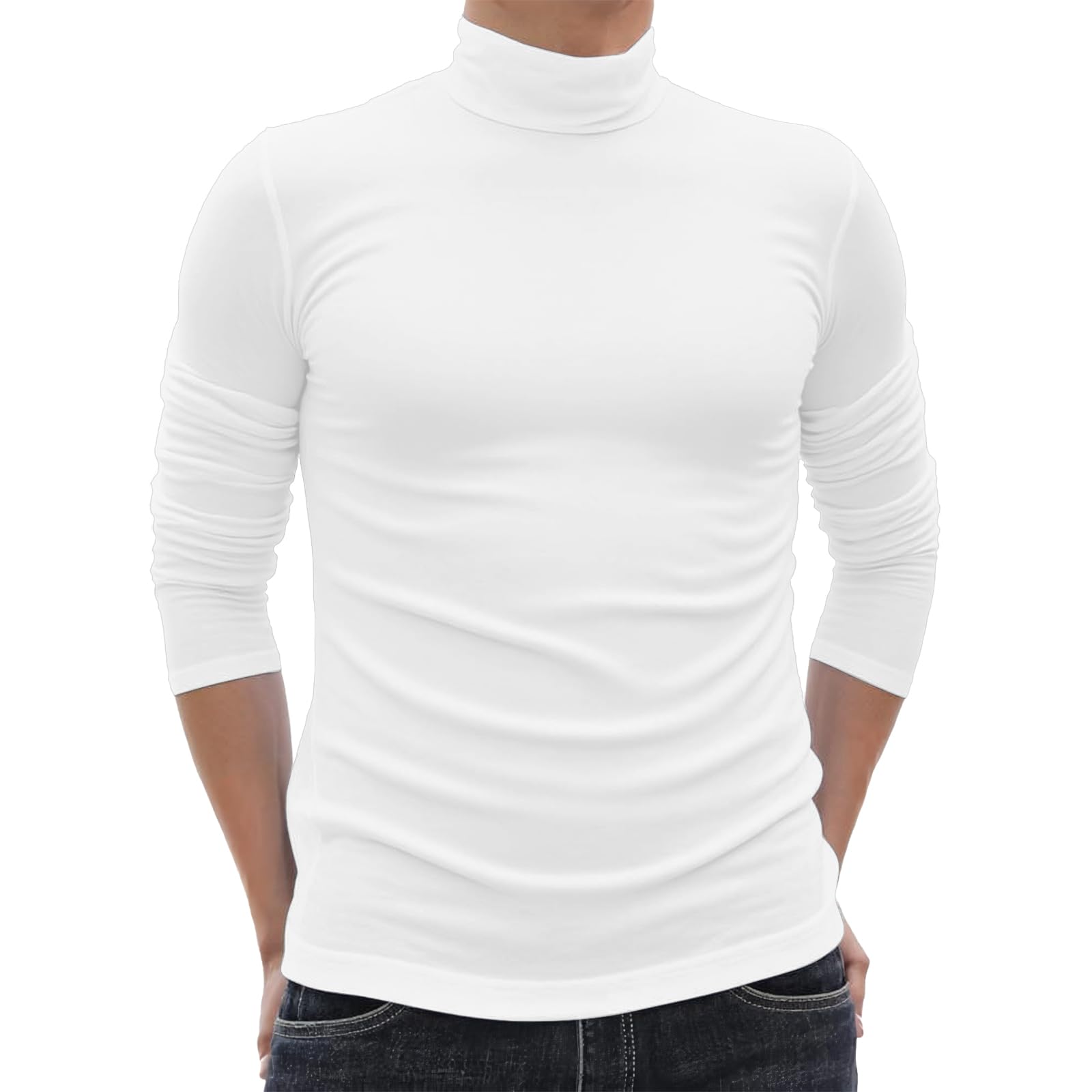 Turtleneck Men Casual Long Sleeve Turtle Neck Compression Shirt