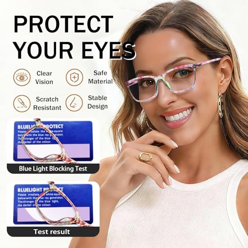 Image of SIGVAN Ladies Reading Glasses Blue Light Blocking Spring Hinge Fashion Pattern Print Eyeglasses for Women