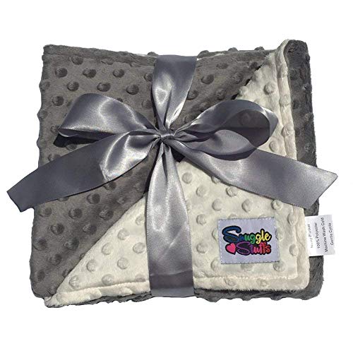 Image of Reversible Unisex Children's Soft Baby Blanket Minky Dot - (Cream /Grey)