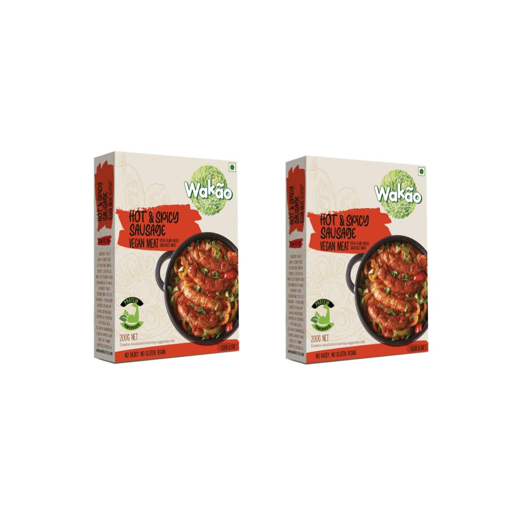 Wakao Combo Pack of 2 Hot & Spicy Sausage Vegan Meat (100% Plant Based Jack Fruit Meat) Cook & Eat (400g) (B0C94MP9GN) Amazon Price History, Amazon Price Tracker