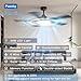 Passky Ceiling Fans with Lights, 52 inch Sleek Ceiling Fan with Light and Remote Control, 3CCT, Dimmable, Reversible, Noiseless, Black Ceiling Fan for Bedroom, Living Room