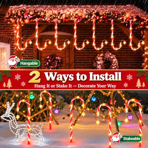 24 Pack Solar Candy Cane Lights Outdoor, Christmas Decorations, 10 Modes $39.99 AC - image 3