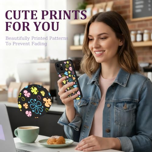 CASBST for iPhone 15 Phone Case, Printed Silicone, Colorful Flowers - image 5
