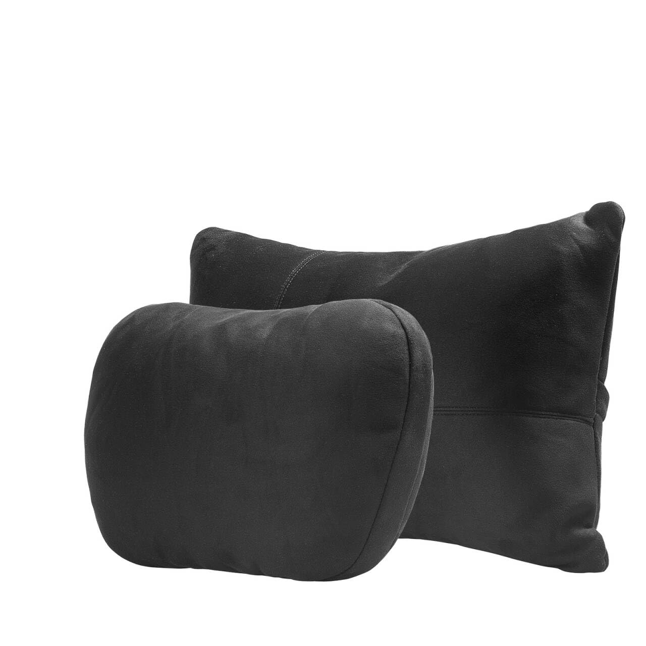 Kwak's Coffret Oreillette et Support Lombaire pour Voiture–Oreiller Cervical à Réglage de Hauteur sur 2 Niveaux, Housse Amovible et Lavable, Coussin de Confort pour la Conduite(Noir)
