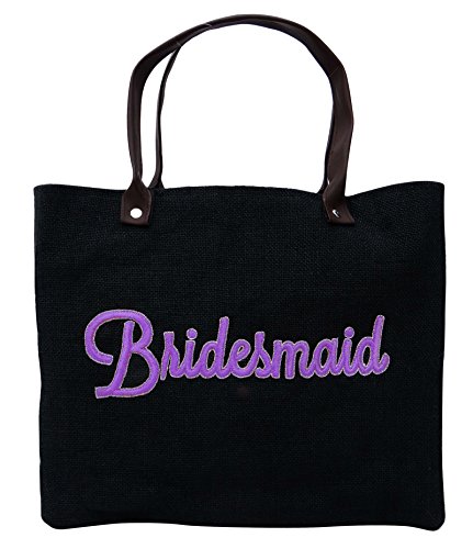 Darling Souvenir Brautjungfern-Hochzeits-Bevorzugung danken Ihnen Einkaufstasche Schwarze Jute-Hand gestickte Handtaschen-Geschenk-Tasche Cover