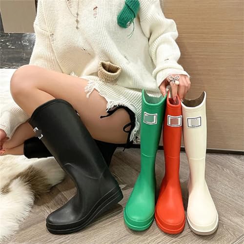 Wjnvfioo Fashion Women's Long Tube Thick Bottom Non-Slip Rainy Season Outdoor Rain Boots Waterproof Rain Boots Work Rain Boots3