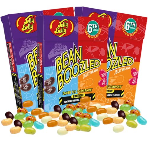 Jelly Bean BeanBoozled Game 6th Edition, Small Flip Top Box with Assorted Beans, Weird Flavor Chewy Candies, Pack of 3