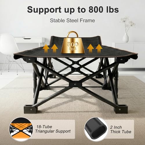 Image of ABORON Camping Cot for Adult 28 inch Extra Wide, Heavy-Duty 1200D Oxford Cot for Sleeping, Portable Folding Camp Bed with Mat & Carry Bag