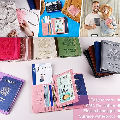 Image of Melsbrinna Rfid Passport Holder for Travel women /Men, Cute Passport Wallet Rfid Blocking Card Slots, Rfid Passport Cover /CaseTravel Wallet, Passport Book Holder (1, Pink3)