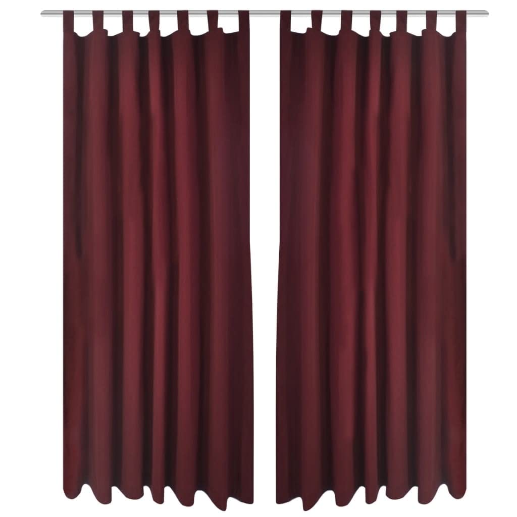 Vorhänge Gardinen aus Satin Dunkelrot 2-teilig 140 x 225 cm mit Schlaufen und Bändern, Blickdicht und Sonnenschutz, ideal für Wohnzimmer Schlafzimmer Büro und Fensterdeko