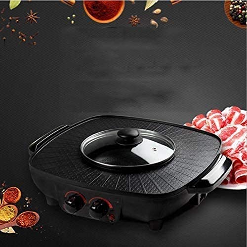 Image of Delavala Double Layer Korean Barbecue Hot Pot, Integrated Cooker Pot, Electric Hot Pot Electric Barbecue Electric Baking Pan, Electric Grill Hot Pot 2 in 1 Smokeless Split Shabu Shabu BBQ Pot