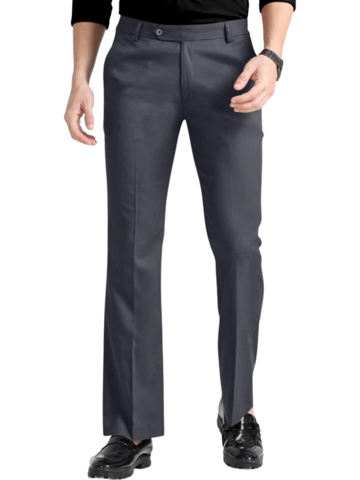 greciilooks Men's Formal Cotton Blend Trousers, Slim Fit Office Wear Pants with Button Closure, Wrinkle Resistant Smart Casual Workwear Bottoms-picture-41