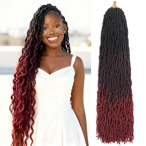 DACAI XIU Faux Locs Crochet Hair 7 Packs Soft Locs Crochet Hair Pre Looped Goddess Locs Dreadlocs Synthetic Hair For Black Women (1B/99J/530#, 30 Inch (Pack of 7))