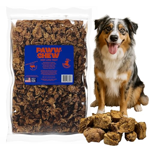 PAWW CHEW Beef Lung Dog Treats - 100% Natural Single Ingredient (2.5 Pound) Made in the USA Bulk Dog Treats High Protein High Value Dog Training Treats Grain Free Low-Odor Free for All Breeds