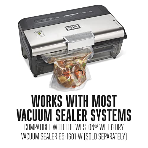 Image of Weston 8 inch x 12 inch Stand Up Quart Vacuum Sealer Bags For Meal Prep & Sous Vide